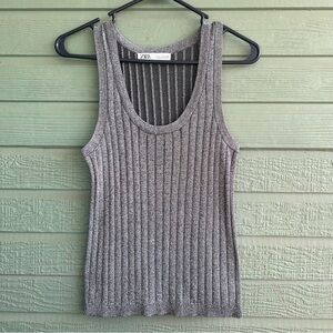 Zara Silver Sleeveless Top Size Medium